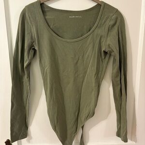 Abercrombie & Fitch Sage Green Long Sleeve Bodysuit